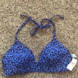 Blue Cheetah Print Bikini Top